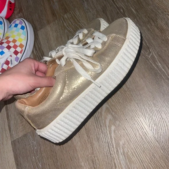 Express Shoes Gold Metallic Platform Sneakers From Express Poshmark